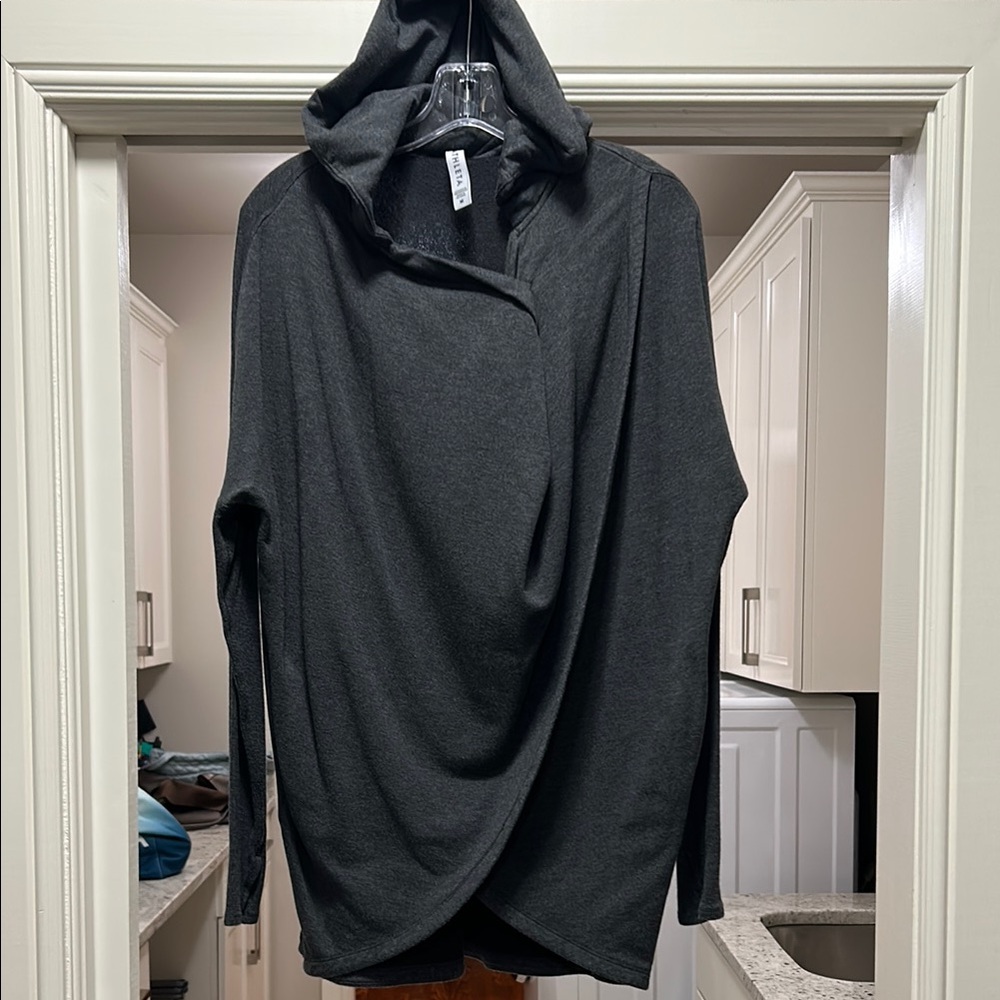 Athleta Gray Asymmetrical Shrug Sweater